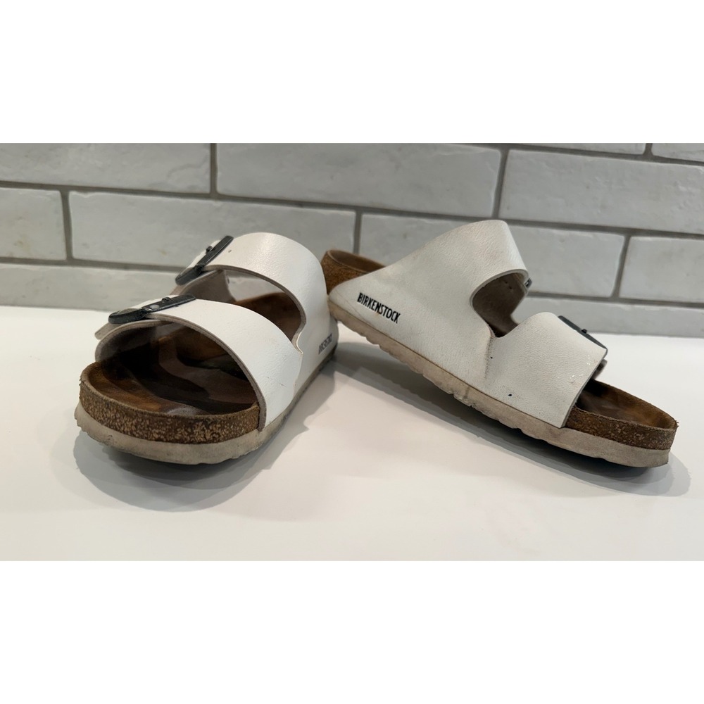 Birkenstock Arizona Sandals Women White Double Strap Buckle Slide Comfort Shoes